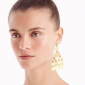 NWT J Crew Gold Circle Chandelier Earrings